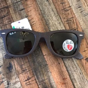 Ray-Ban Wayfarer Leather Polarized Sunglasses